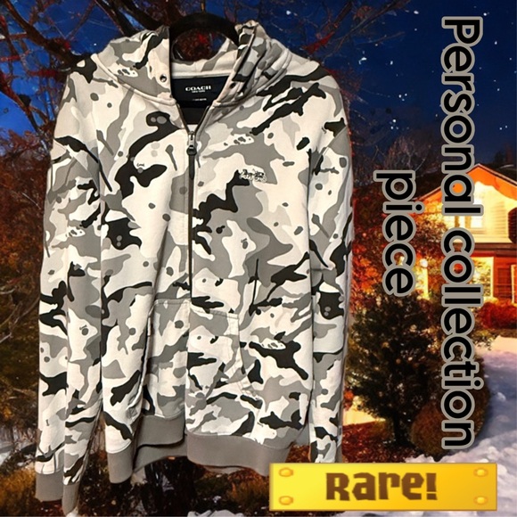 Coach New York Camo Print Zip Hoodie Men’s Xl Euc From Personal Collection